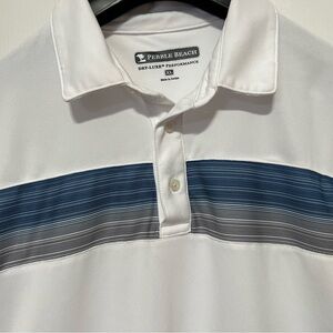 Pebble Beach Men's Polo with Blue and Gray Stripes